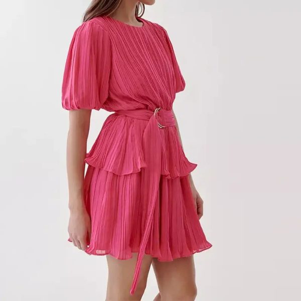 Modest Style Tiered Frill Skirt Mini Dress
